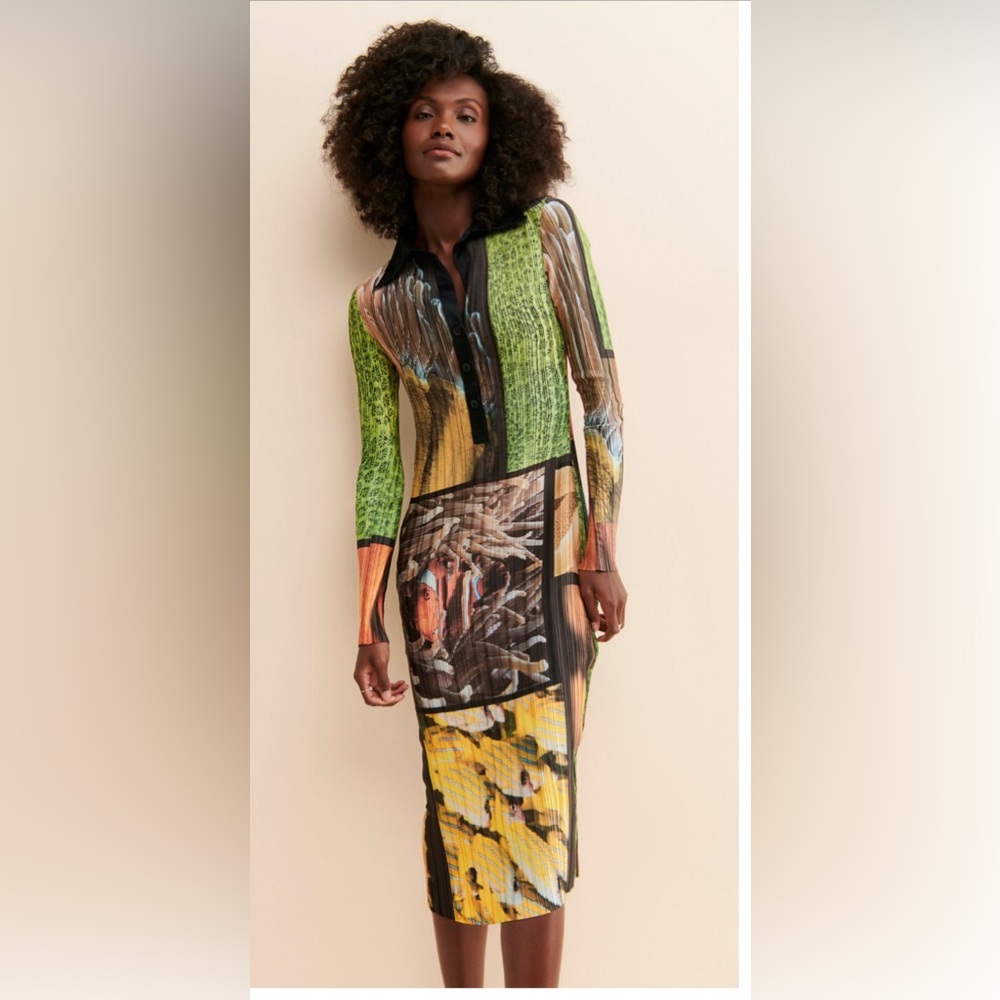 Artistic Long Sleeve Dress with Button Detail